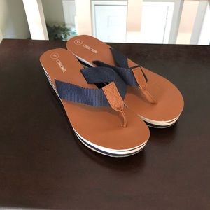 Nautical wedge flip flop